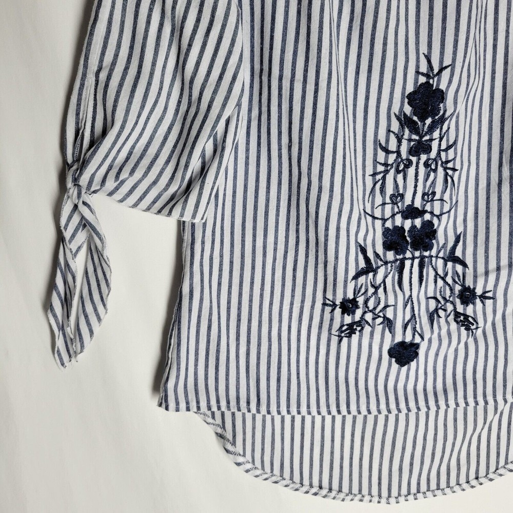 JJ’s Fairyland Women's Off Shoulder Blouse Striped Floral Embroider Size Medium - Picture 5 of 10